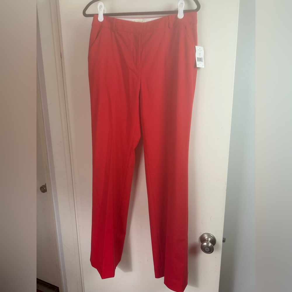Kate Spade New York Red Wool Bow Back Pocket Detail Maddie Trousers NWT 6 *FLAW*